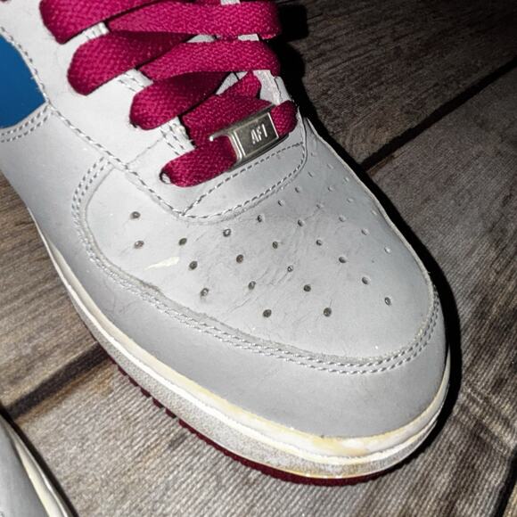 NIKE AIR FORCE 1 Low Tech Challenge Grey Magenta Shoes 488298-045 Mens Size 9 - Picture 12 of 13